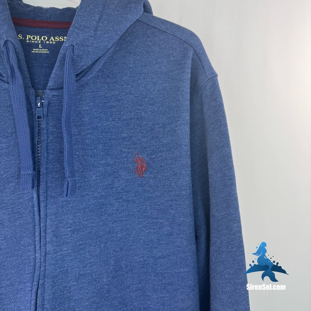 1236 U.S. Polo Assn. Full-Zip Hoodie – Size L – Heather Blue - Picture 3 of 15